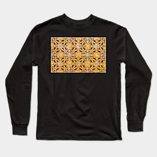 Portuguese Azulejos Brown Swirl on Orange Ovar Long Sleeve T-Shirt